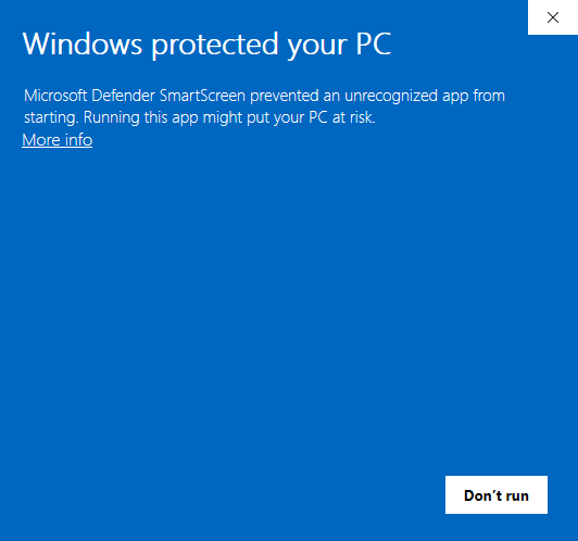 SmartScreen warning example